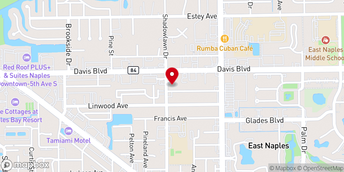 Map showing location of East Naples Baptist Church