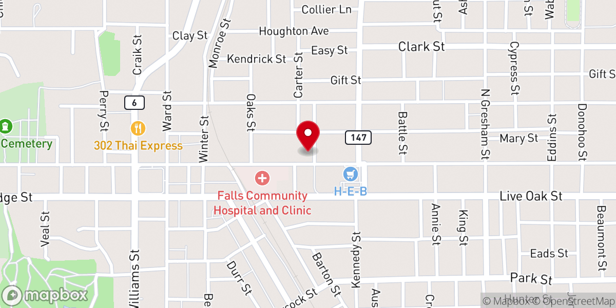 Map showing location of First Methodist Church Marlin