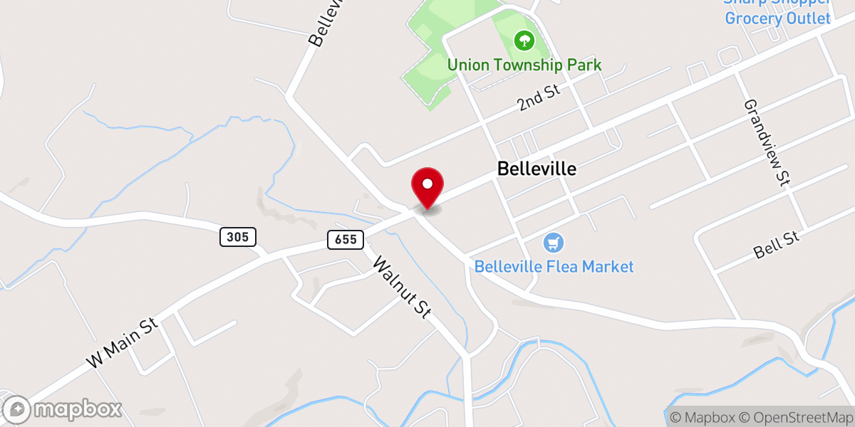 Map showing location of Belleville