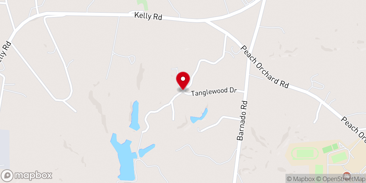 Map showing location of Tanglewood Baptist Church