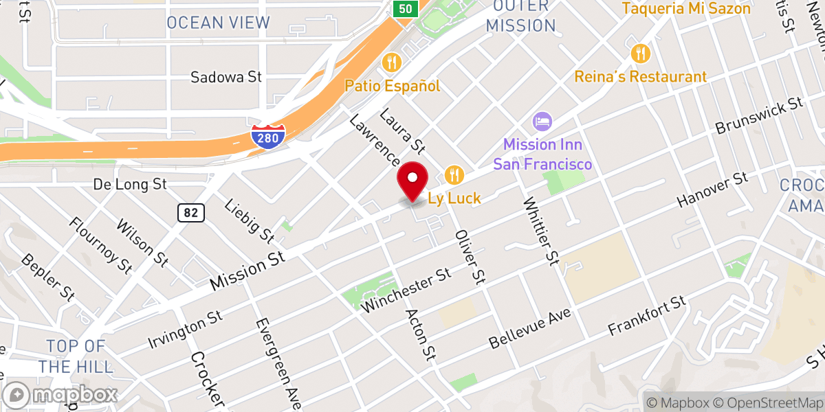Map showing location of San Francisco Christian Center