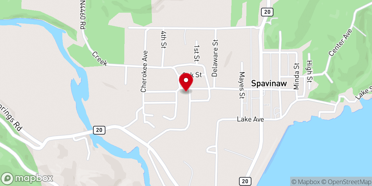 Map showing location of First Baptist Church-Spavinaw