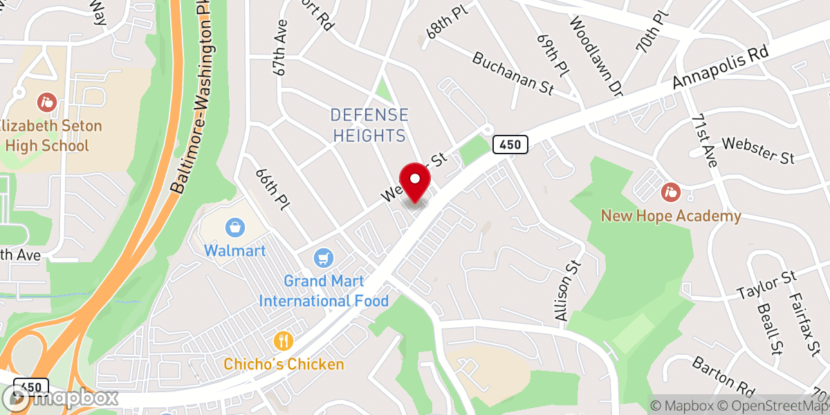 Map showing location of African Christian Fellowship Washington DC Chapter