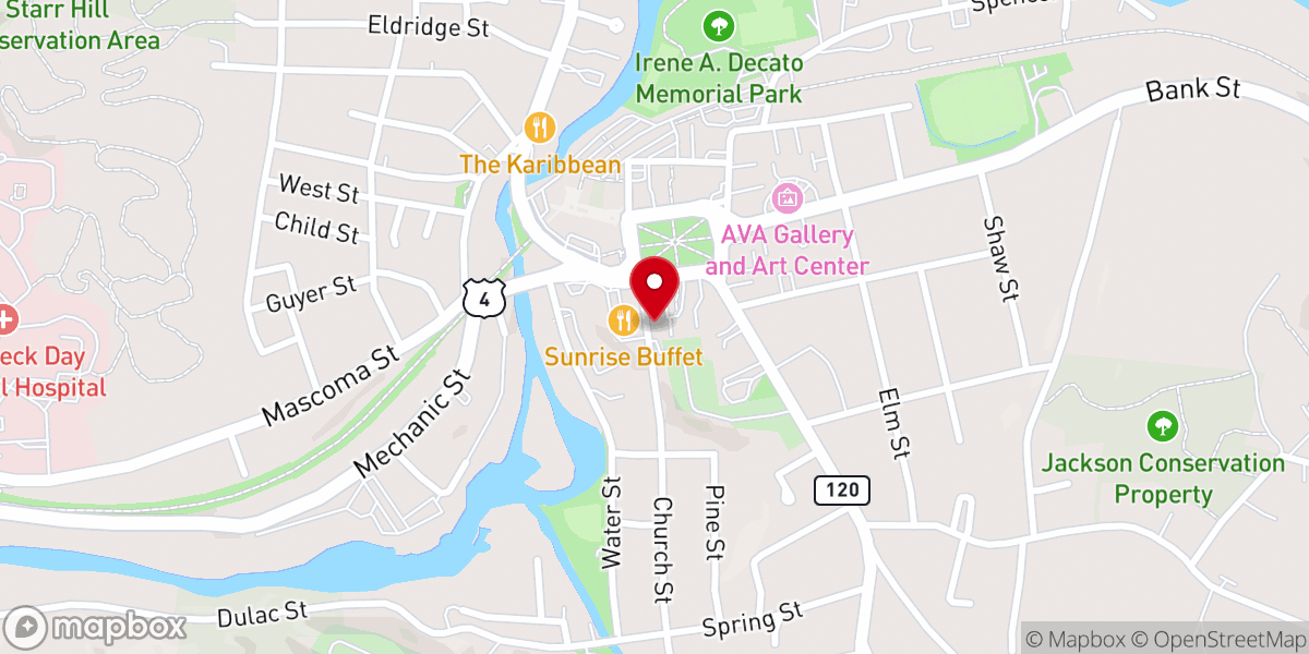 Map showing location of Bridgewater Congregational Church