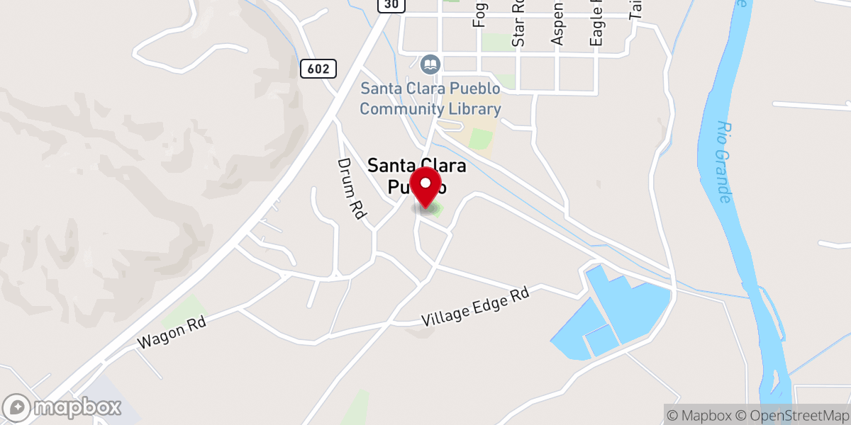 Map showing location of Santa Clara Pueblo Church