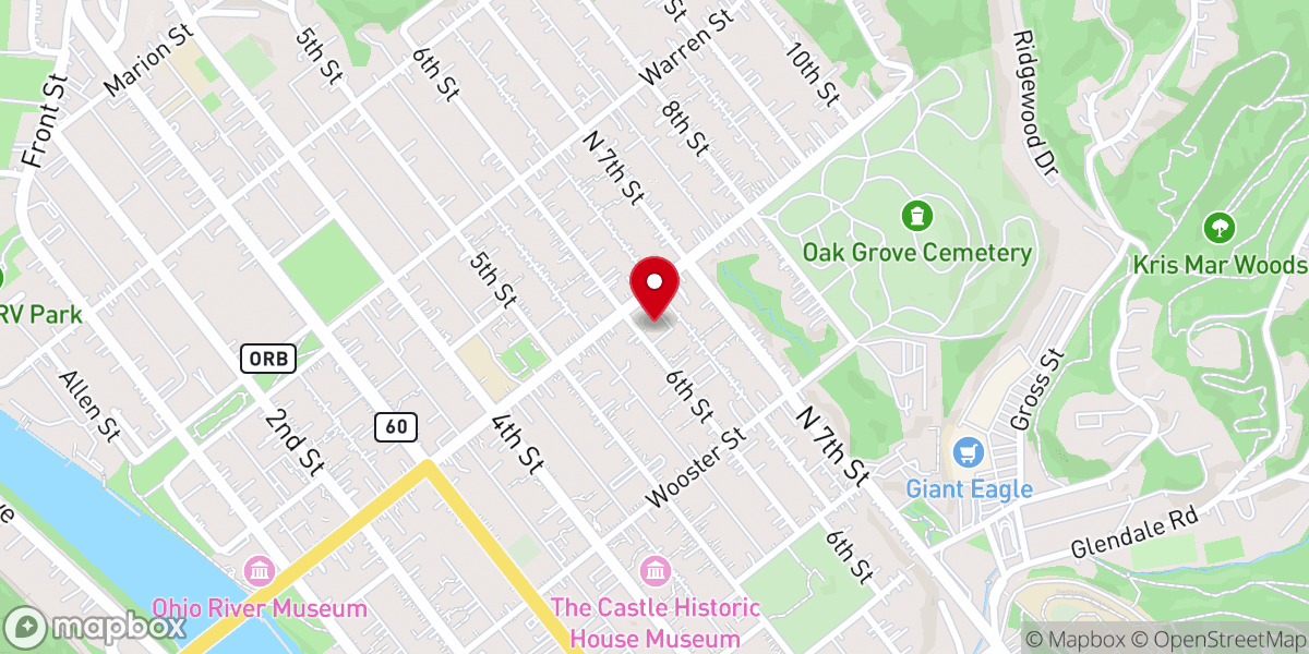 Map showing location of Sixth & Washington Sts. church of Christ