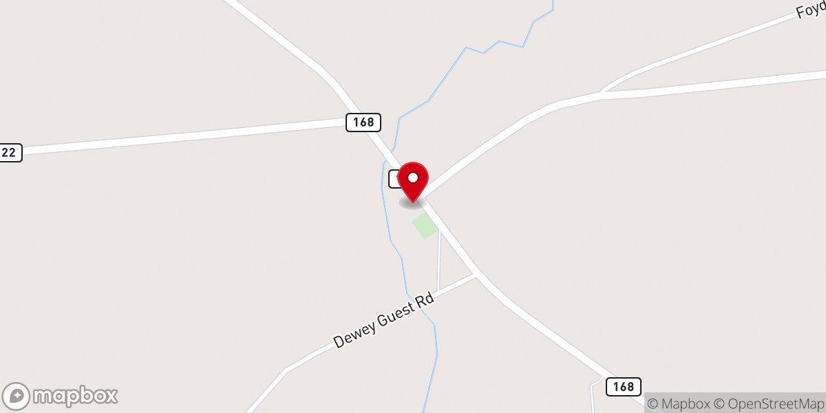 Map showing location of Camp Creek Missionary Baptist Church
