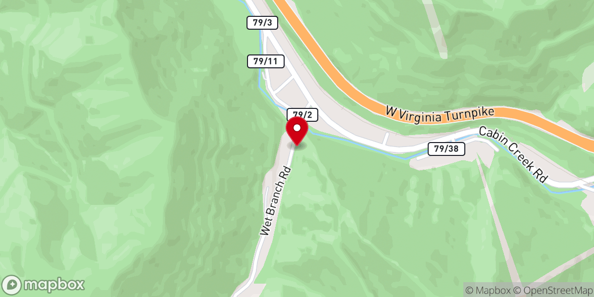 Map showing location of Wet Branch Church