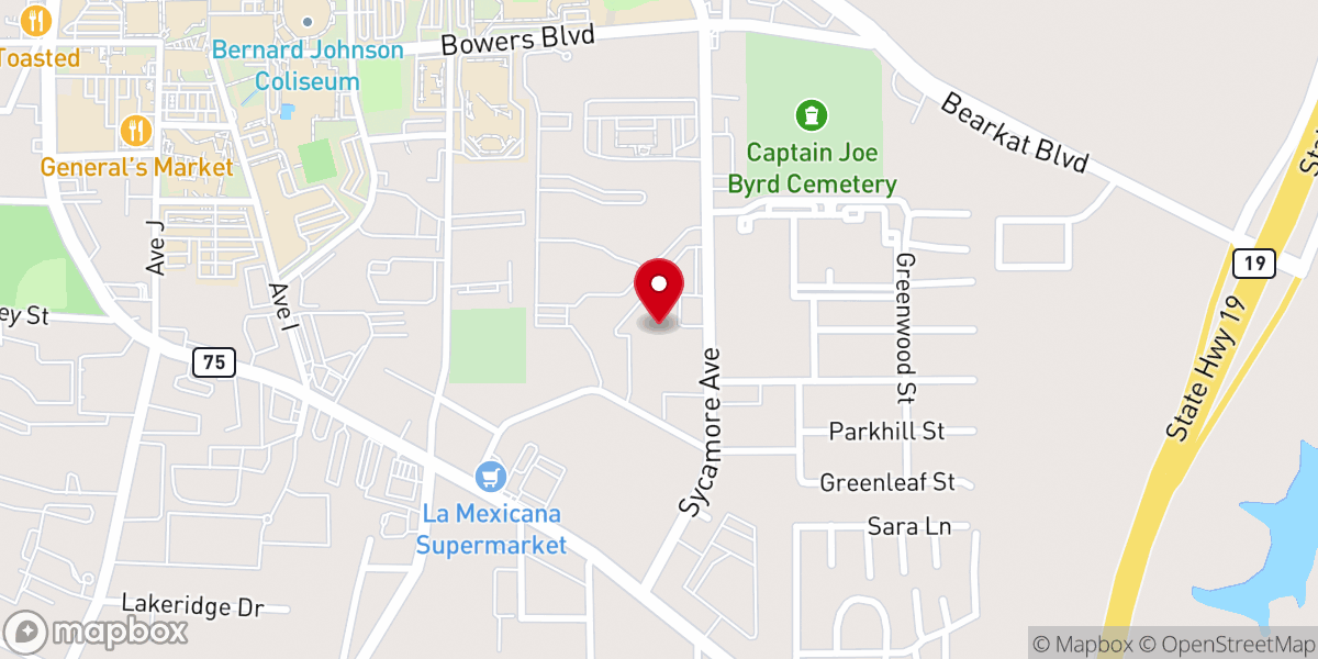Map showing location of University Heights Baptist Church