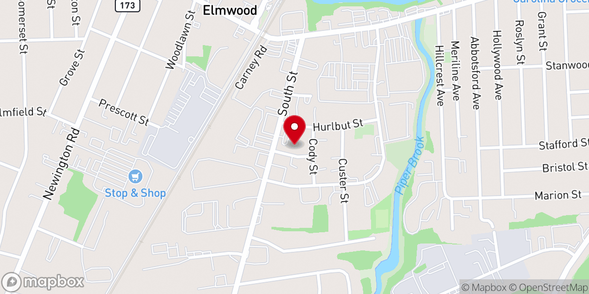 Map showing location of Bethel Christian Church