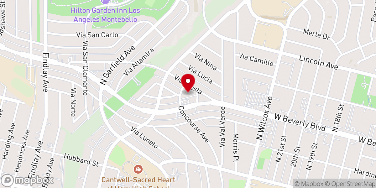 Map showing location of Montebello Iglesia de Cristo