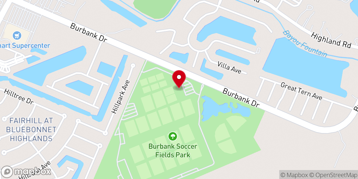 Map showing location of Burbank Soccer Complex