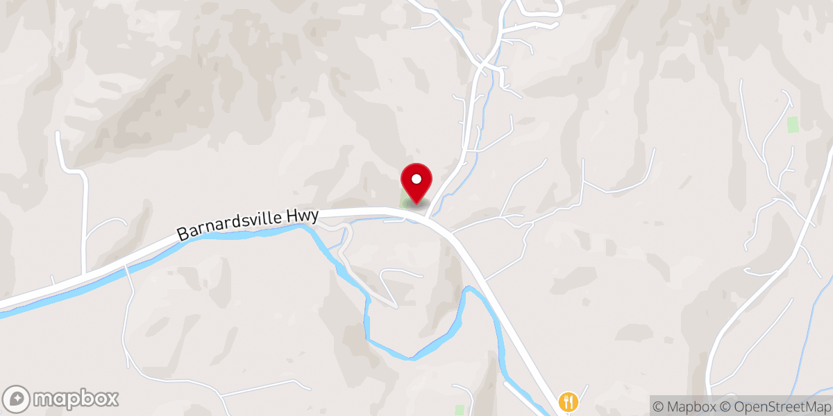 Map showing location of Barnardsville Church of God