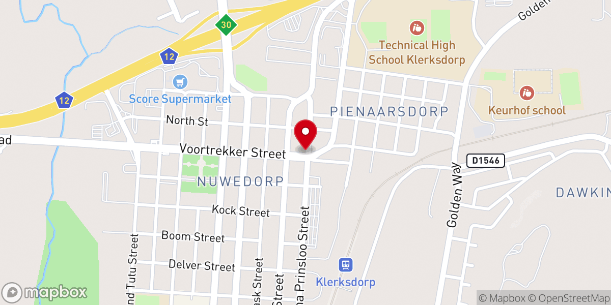 Map showing location of Klerksdorp