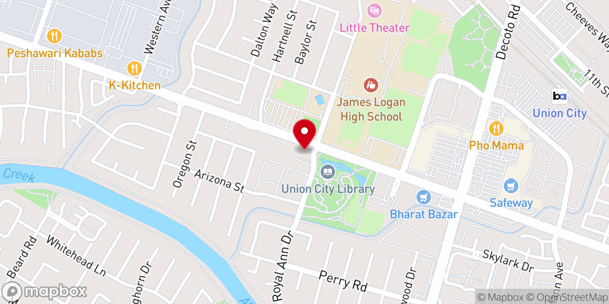 Map showing location of Living Stones Christian Church East Bay