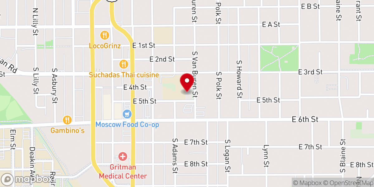 Map showing location of First Presbyterian Church