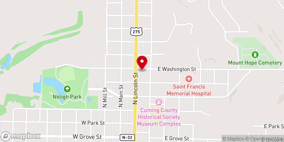 Map showing location of St. Paul Lutheran Church