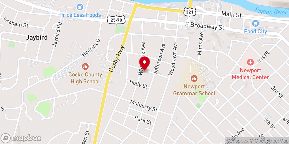 Map showing location of New Zion AME Zion Church