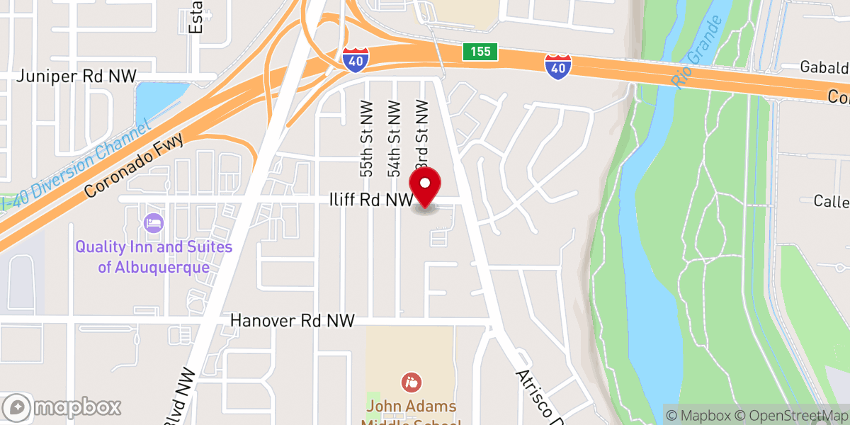 Map showing location of New Heights Baptist Church