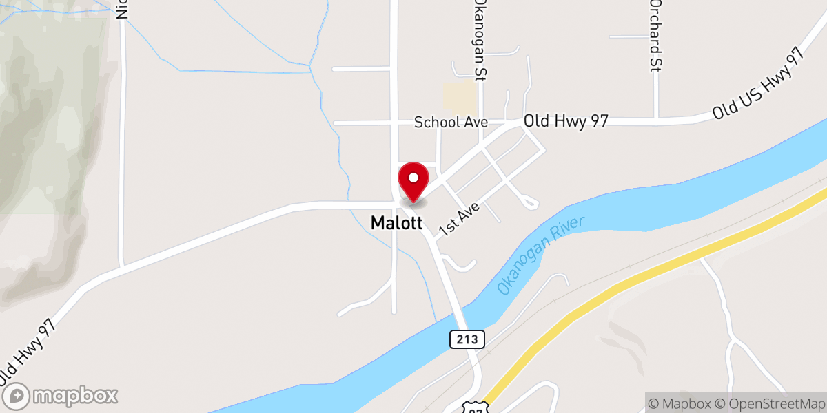 Map showing location of Malott Roadway Store