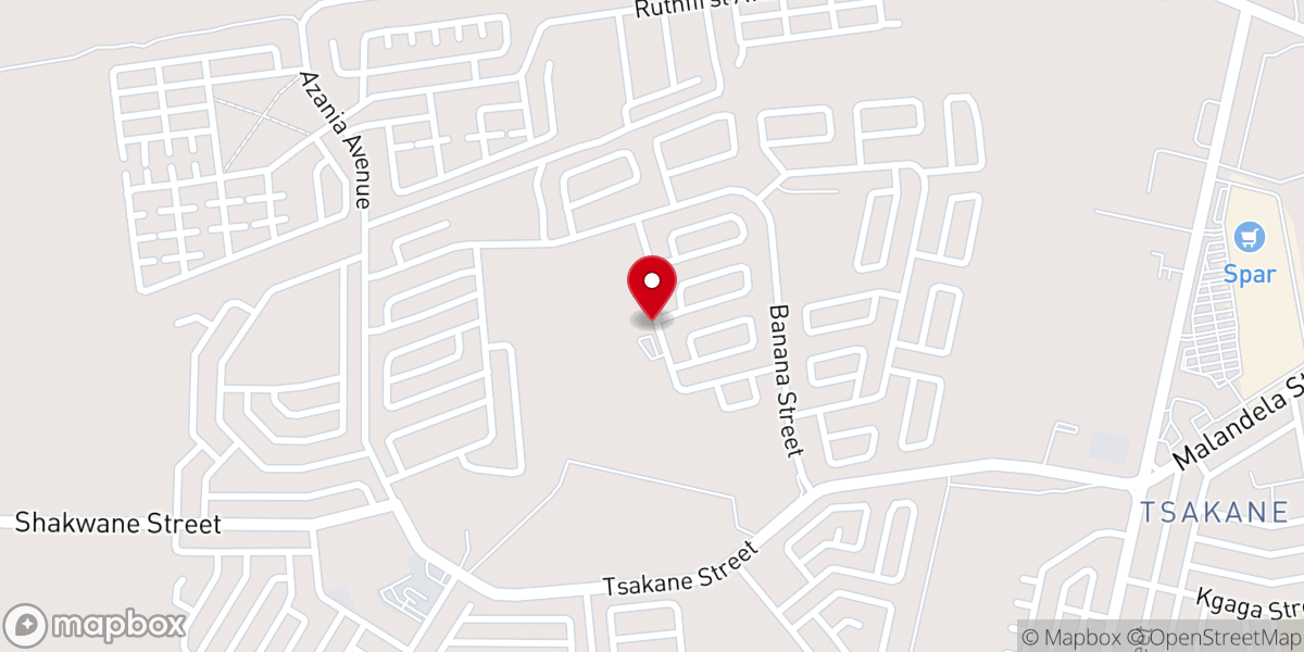 Map showing location of Ekurhuleni World Outreach Centre