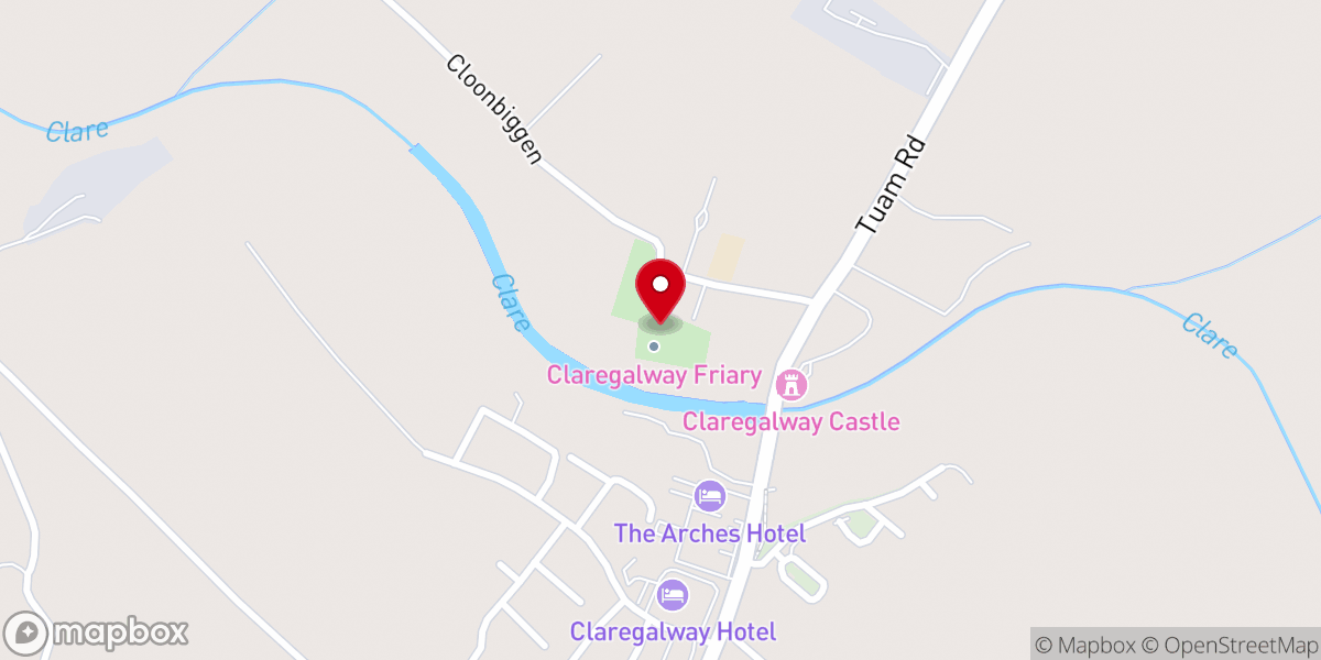 Map showing location of Claregalway Friary