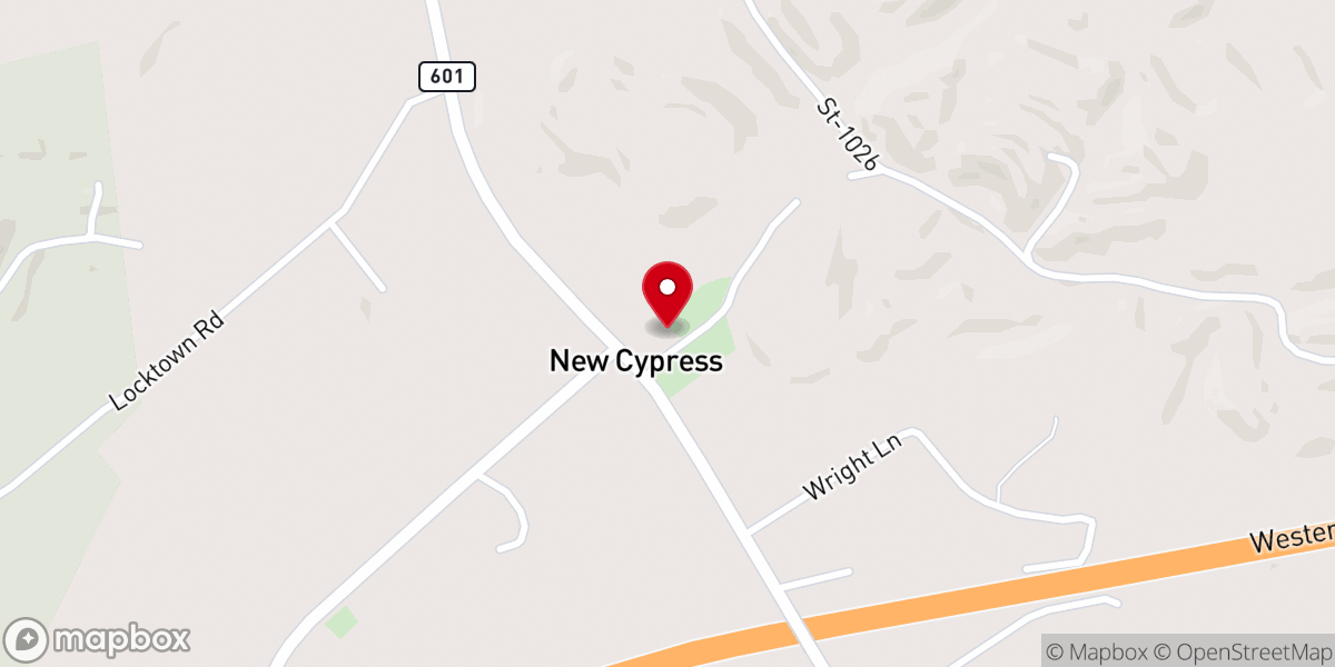 Map showing location of New Cypress fellowship hall