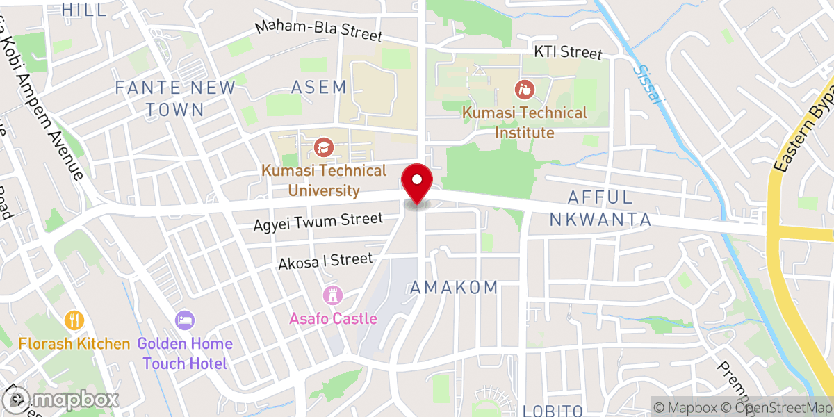 Map showing location of Amakom Seventh-day Adventist Church