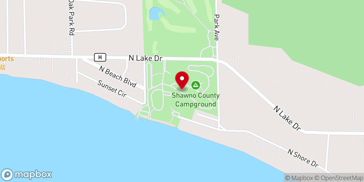 Map showing location of Shawano County Park