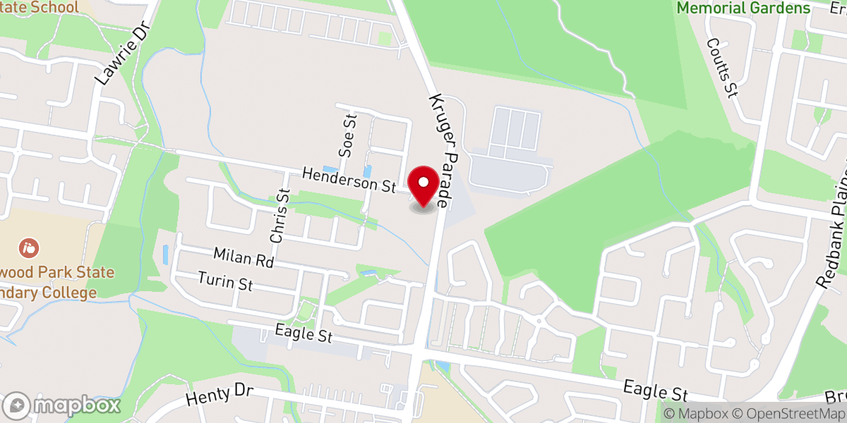 Map showing location of Kruger Baptist Church