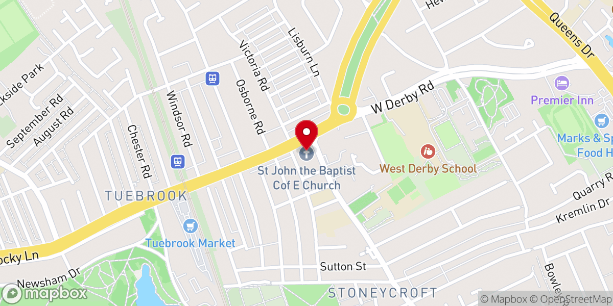 Map showing location of Church of Saint John the Baptist, Tuebrook