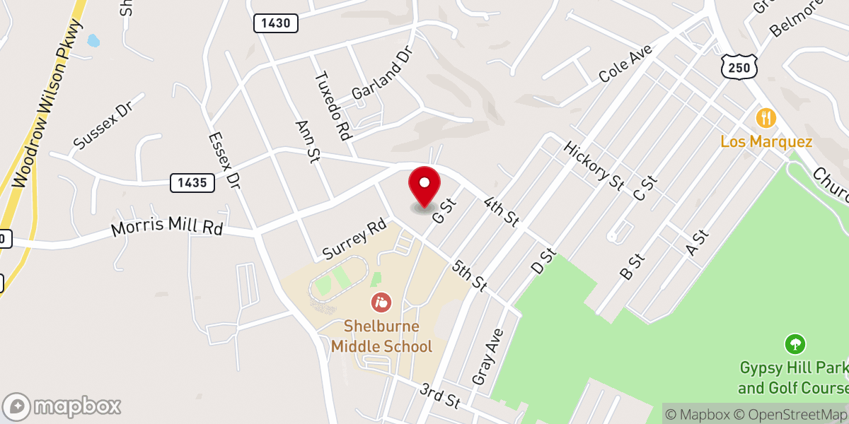 Map showing location of Bethany Presbyterian Church