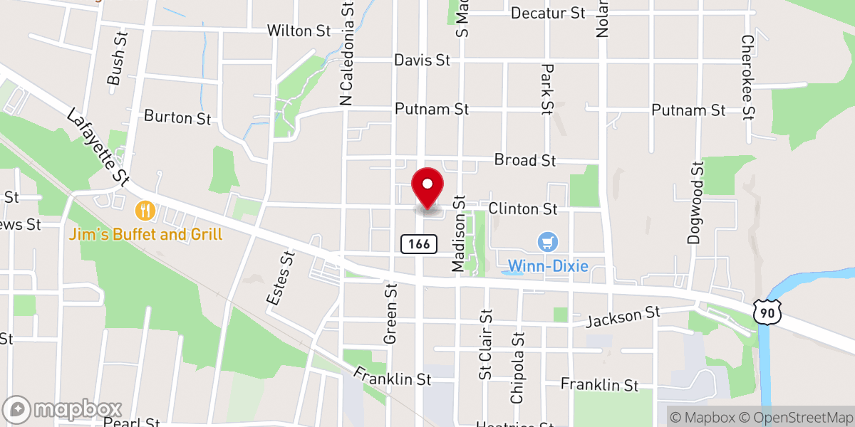 Map showing location of First Presbyterian Church