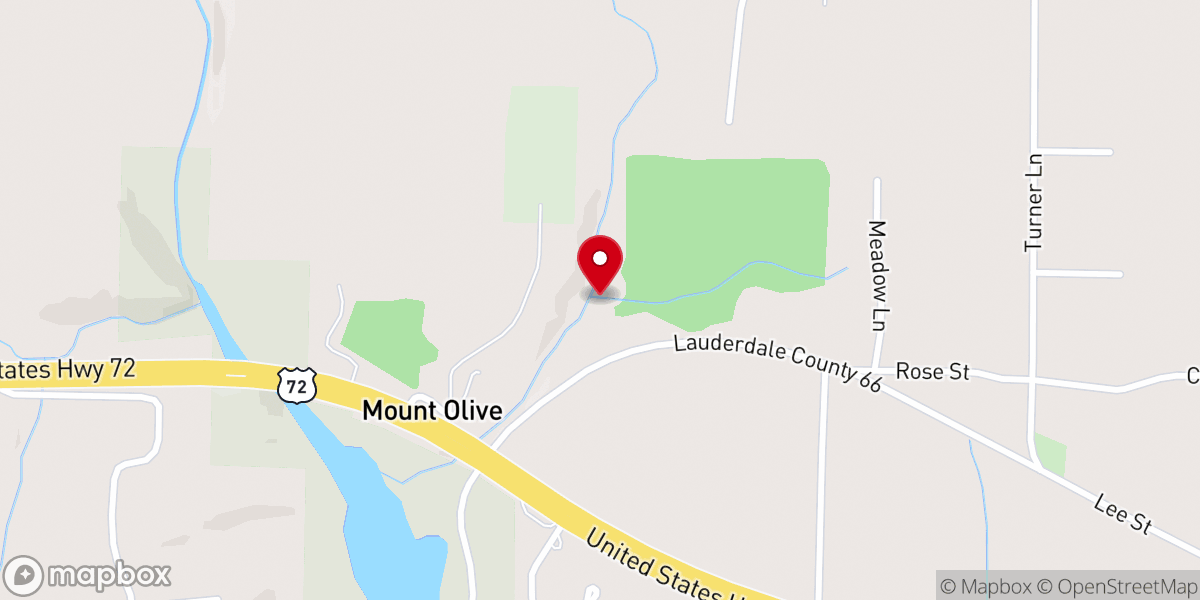 Map showing location of Mount Olive Cumberland Presbyterian Church