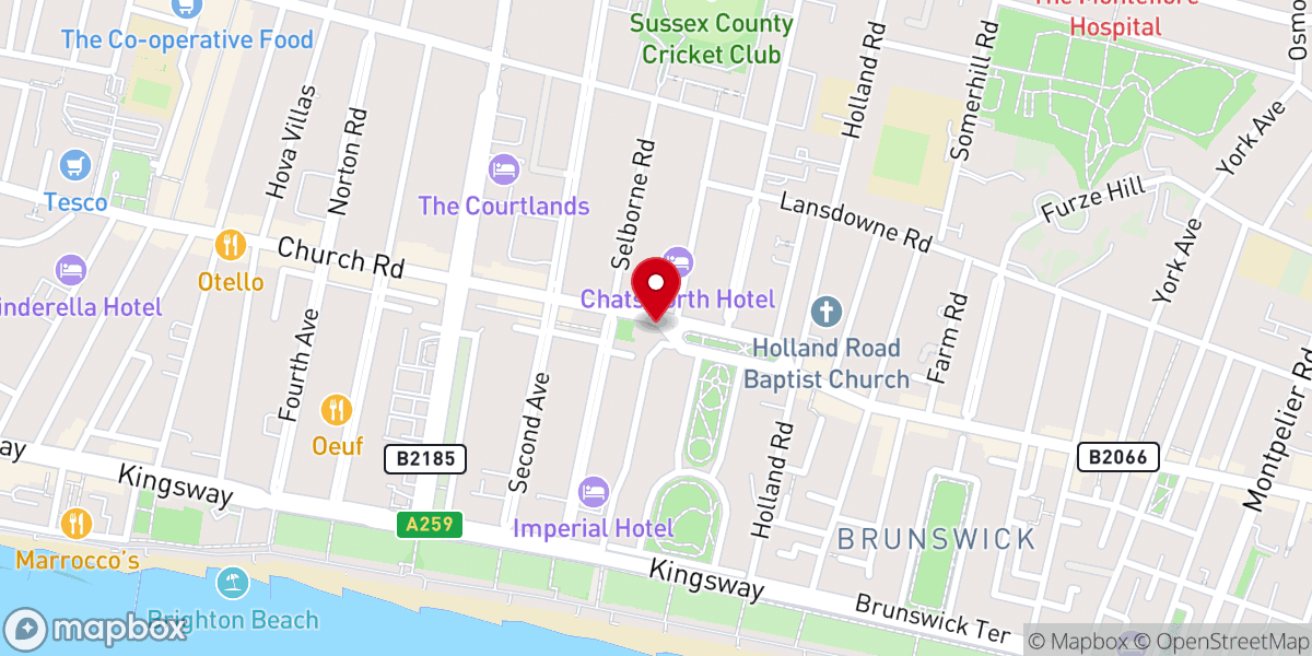 Map showing location of St John the Baptist's Church, Hove