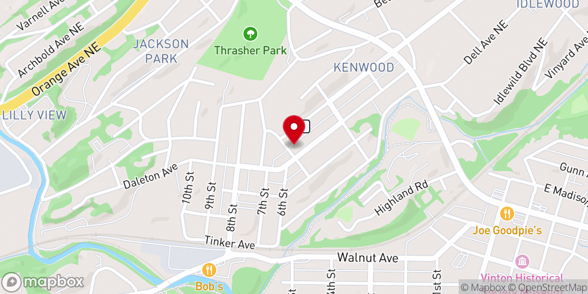 Map showing location of Midland Baptist Church