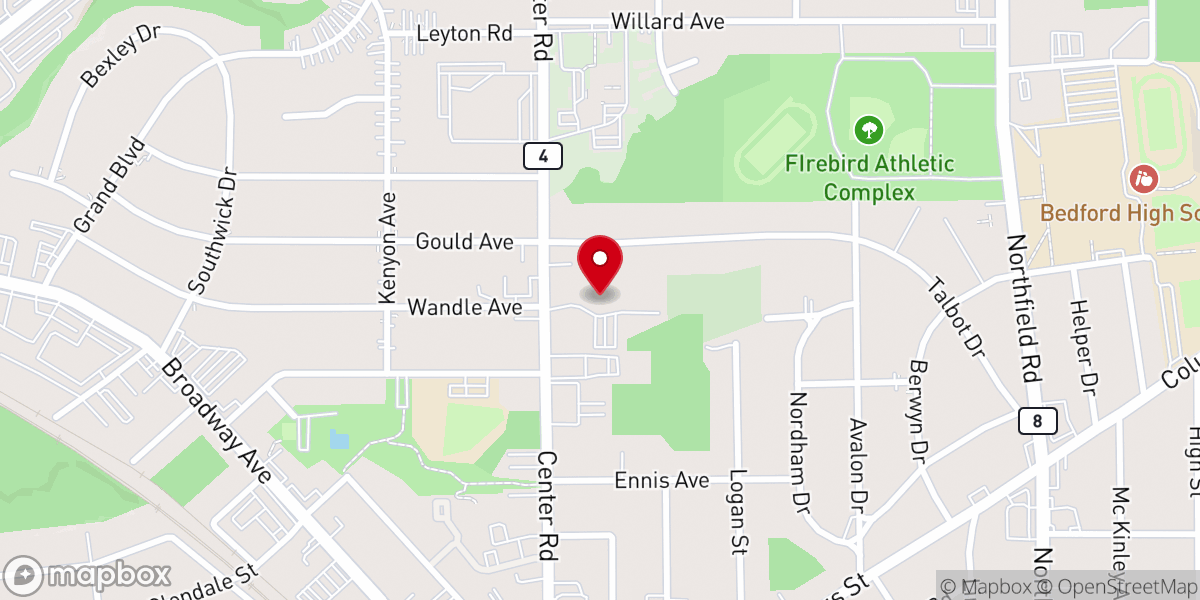 Map showing location of Church of Christ at Center Road