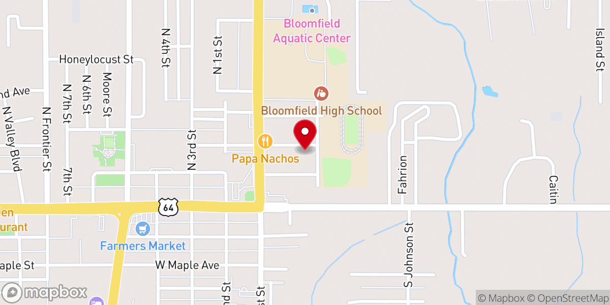 Map showing location of Bloomfield Assembly of God
