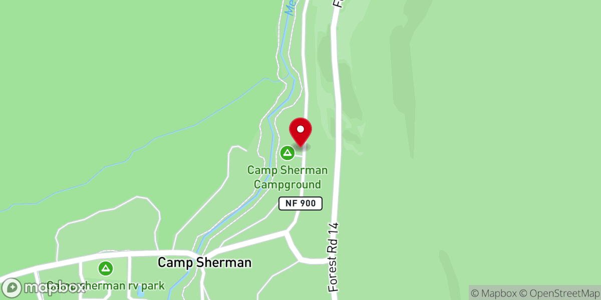 Map showing location of Camp Sherman Campground