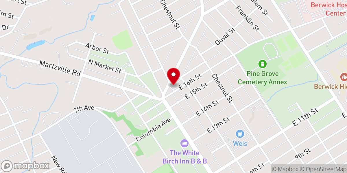 Map showing location of Bethany Church of Berwick