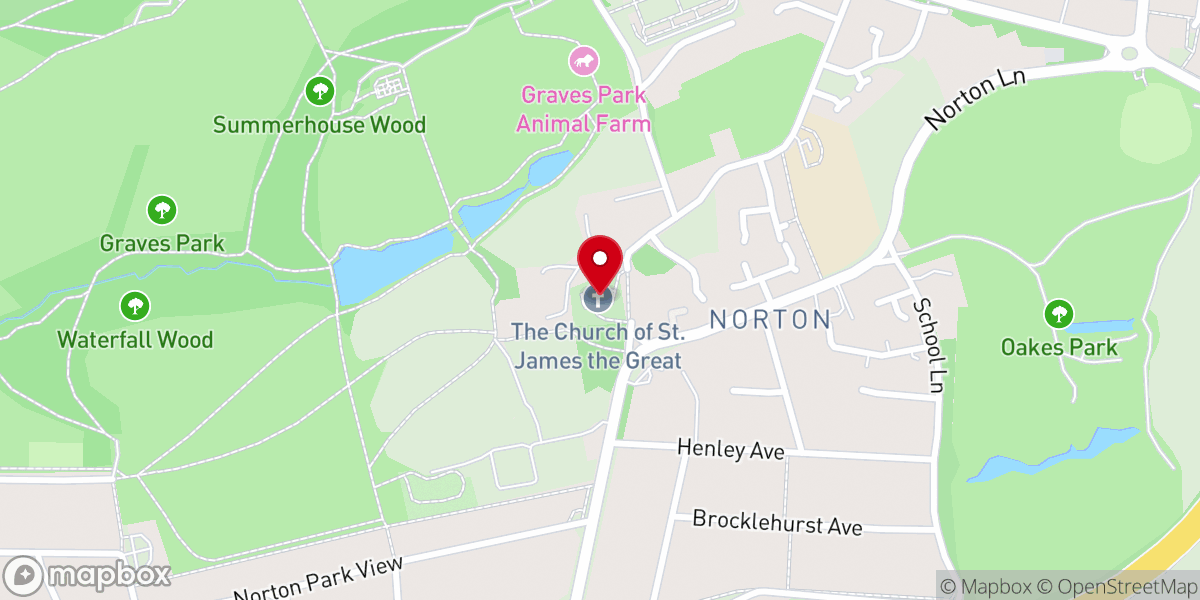 Map showing location of St James Greater Church, Norton