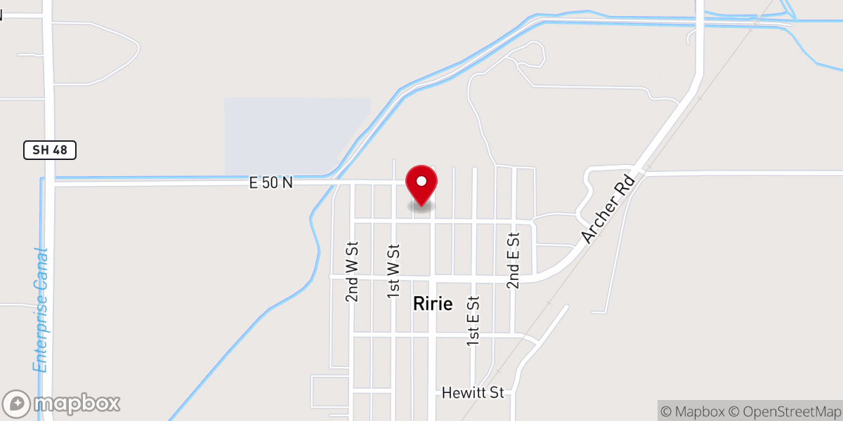 Map showing location of Ririe Chapel