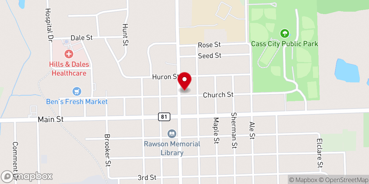 Map showing location of First Presbyterian Church