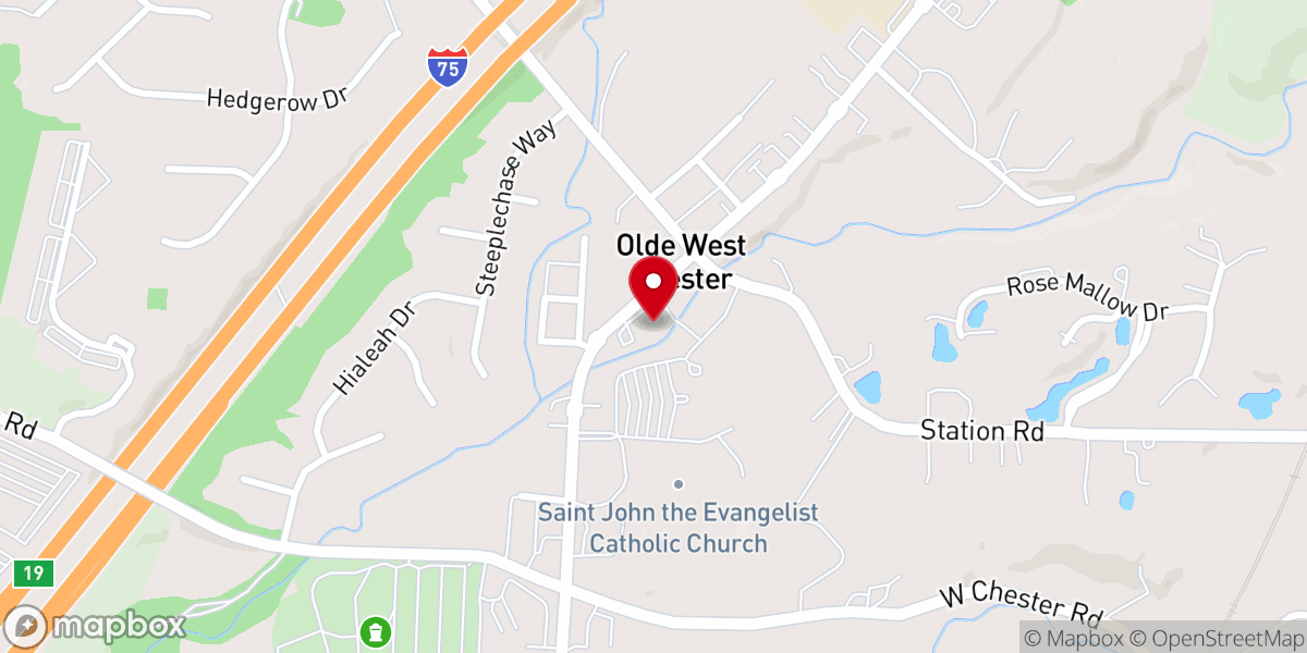 Map showing location of West Chester Presbyterian Church