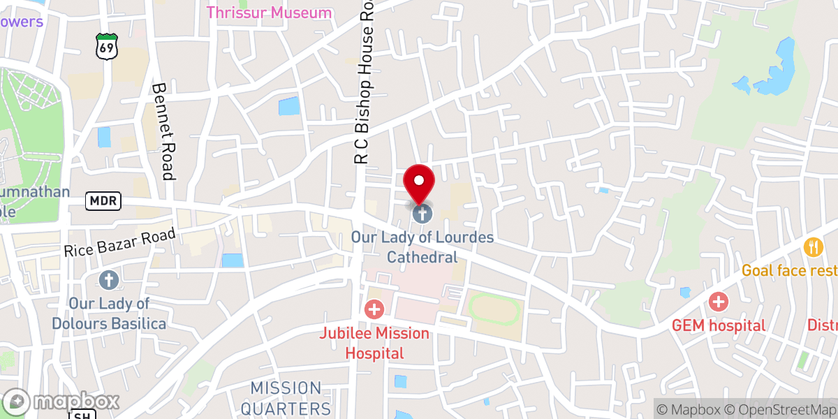 Map showing location of Our Lady of Lourdes Metropolitan Cathedral_Syro Malabar