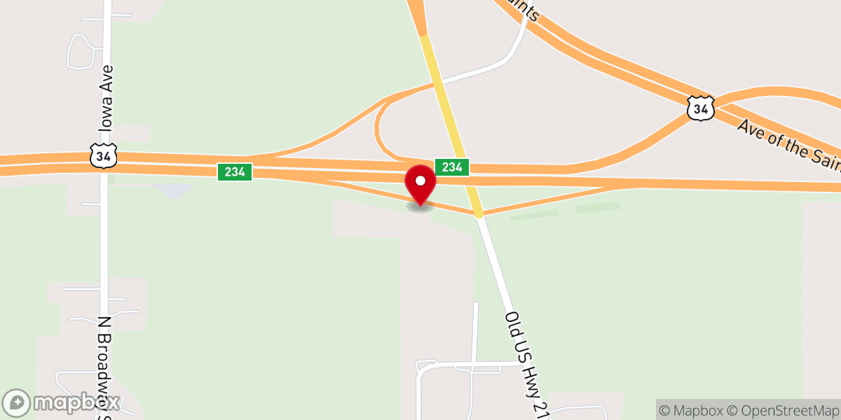 Map showing location of Cedar Creek Church