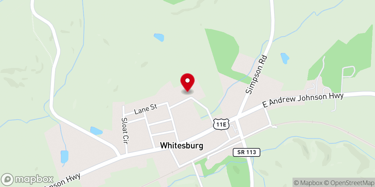 Map showing location of First Baptist Church of Whitesburg