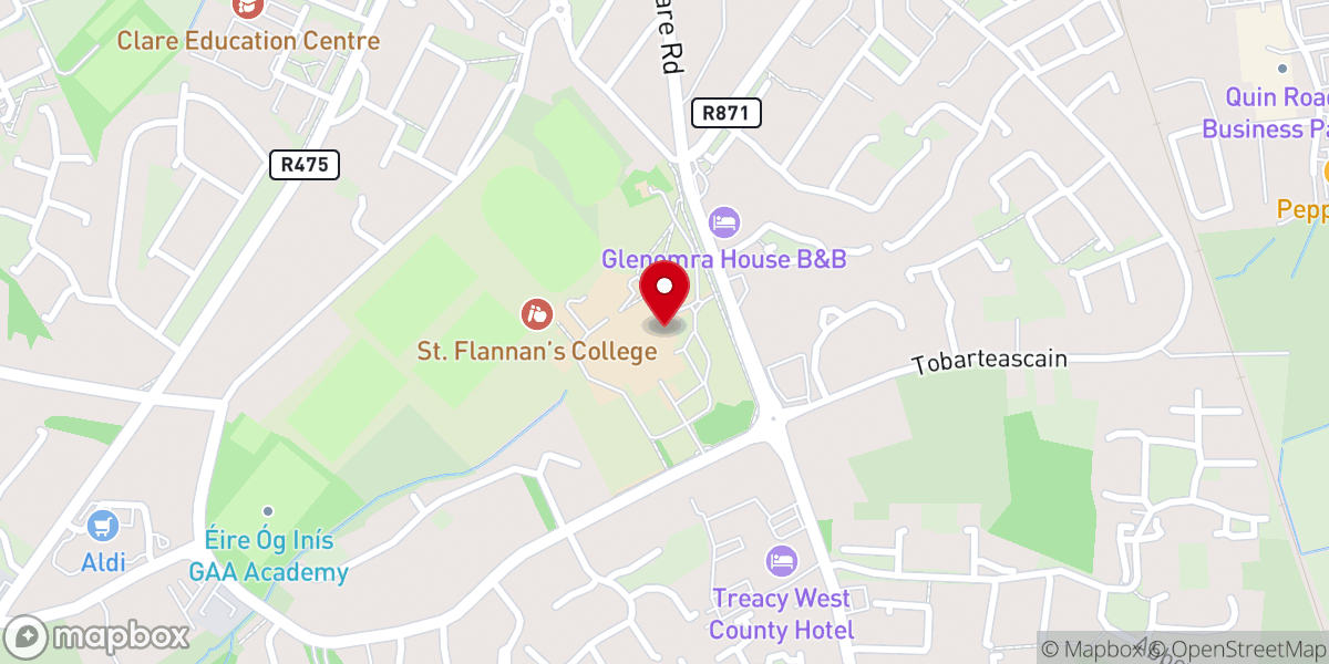 Map showing location of St. Flannan's College