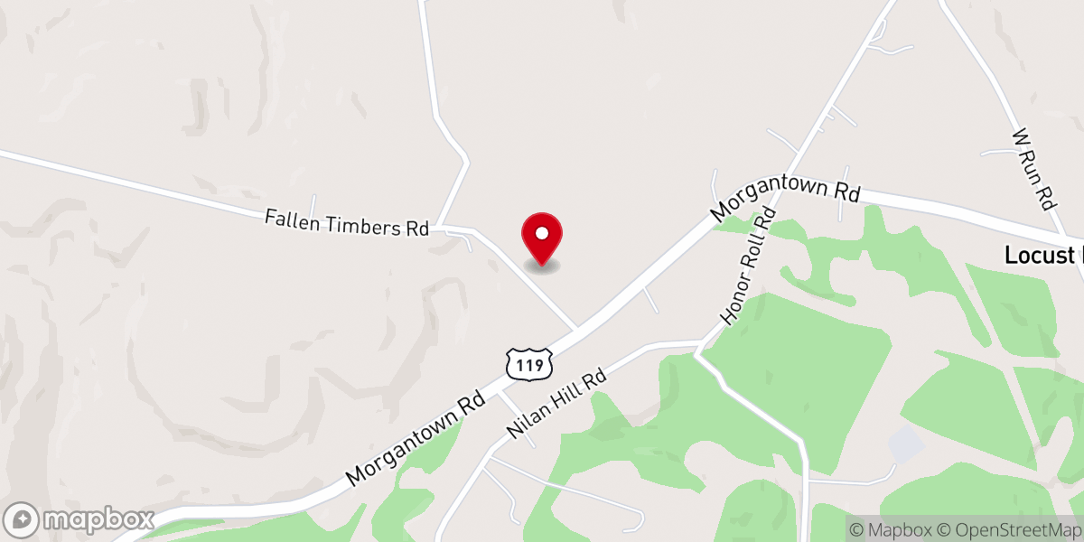 Map showing location of Fallen Timbers Community Chapel
