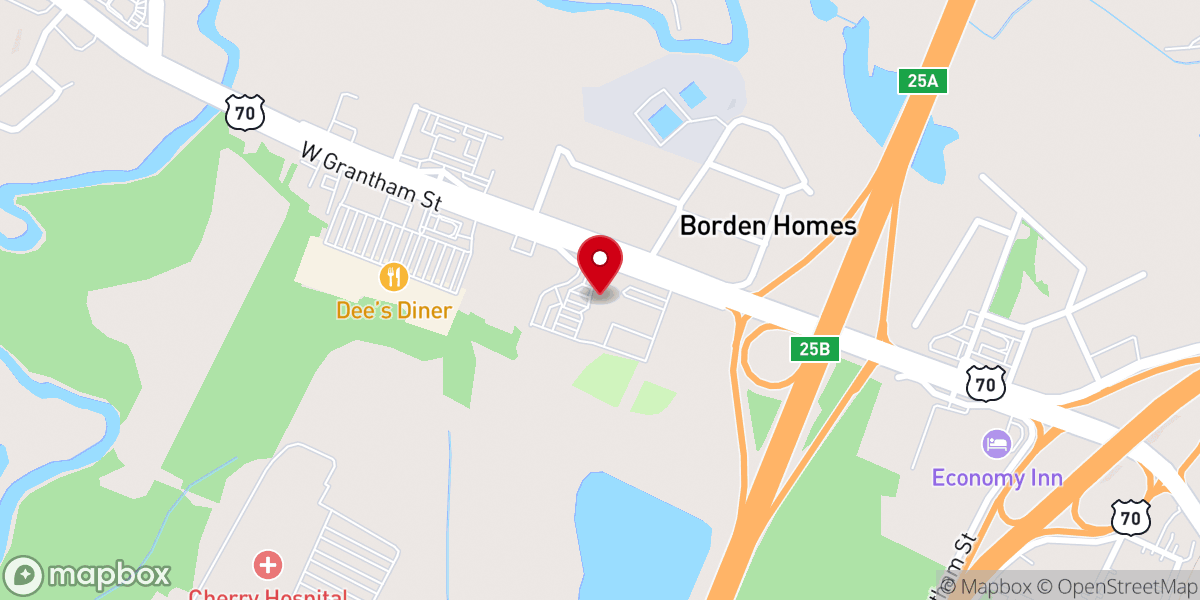 Map showing location of Faith Free Will Baptist Church (Goldsboro, NC)